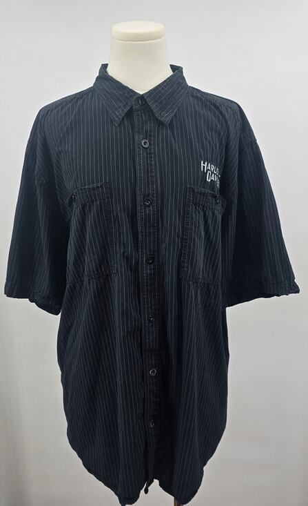Harley Davidson Other - Harley‎ Davidson Vintage y2k Bikercore Classic Pinstriped Button Up Short Sleeve